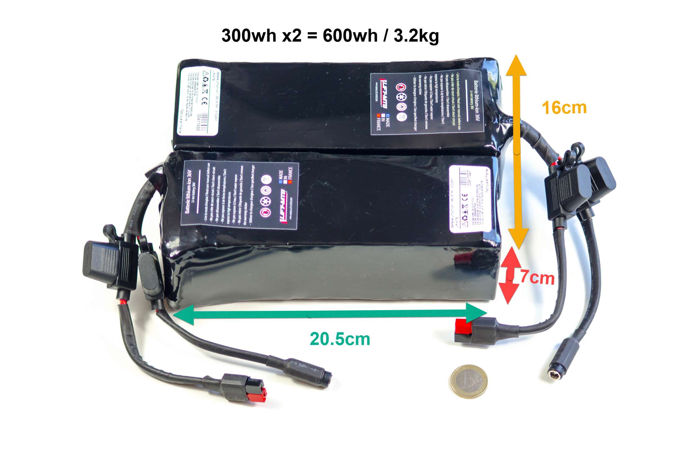Batterie électrique carrée 500Wh pour moteur pédalier LIFT-MTB.