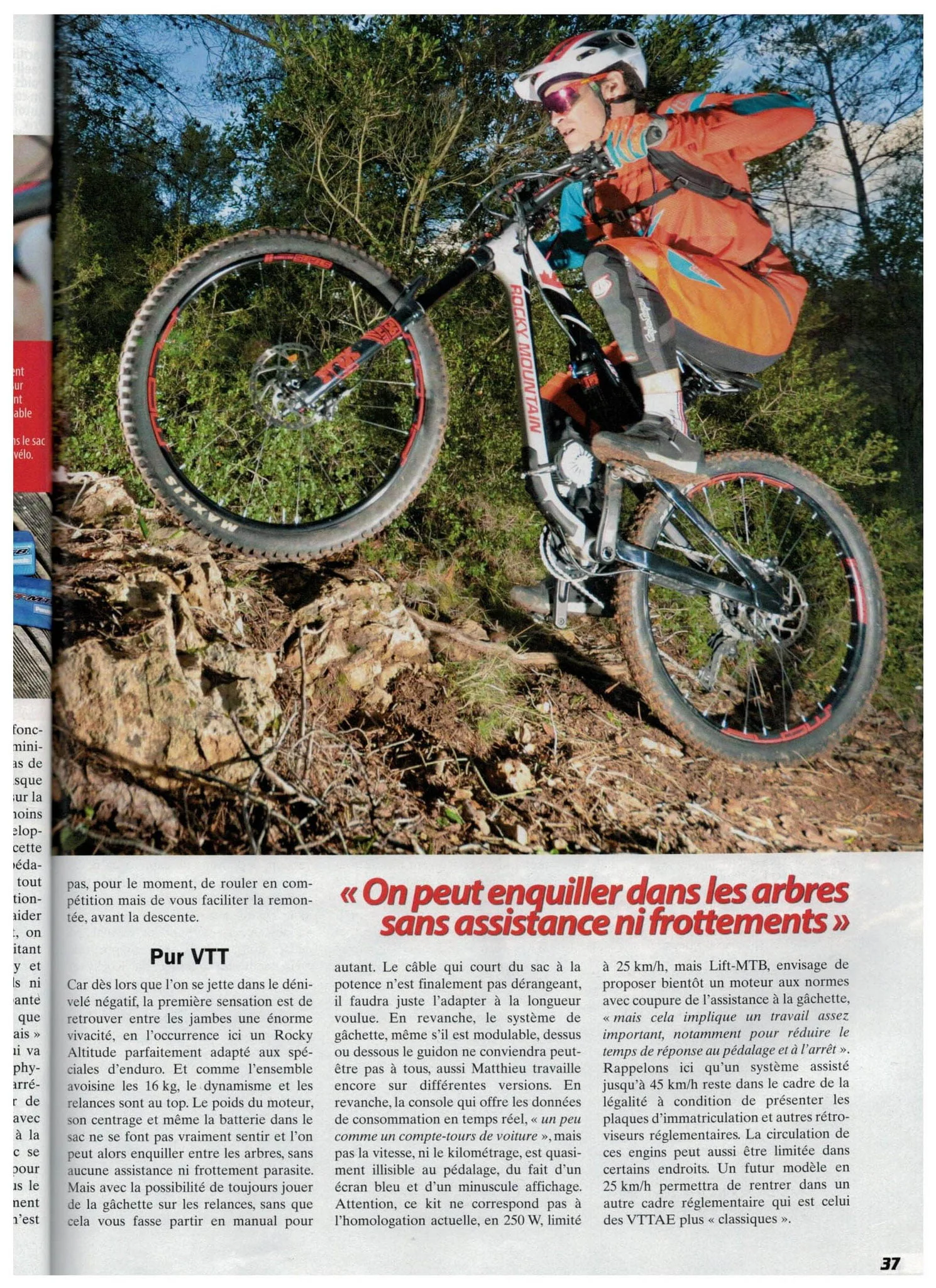 article de presse de la motorisation pour VTT lift mtb